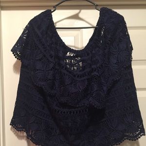 Navy crochet off the shoulder top